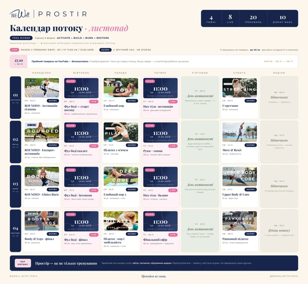 Календар на 4 тижні